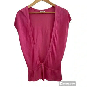 Cache Womens Vintage Y2K Pink Tie Front Shawl